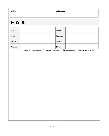 Attention Fax Template
