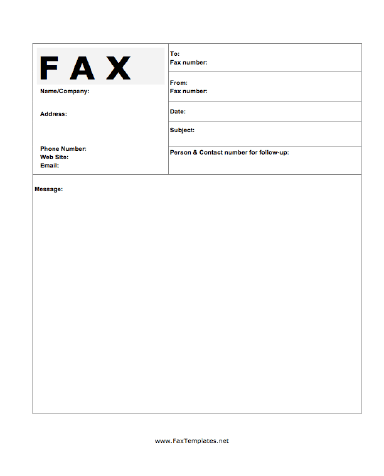 Followup Fax Template