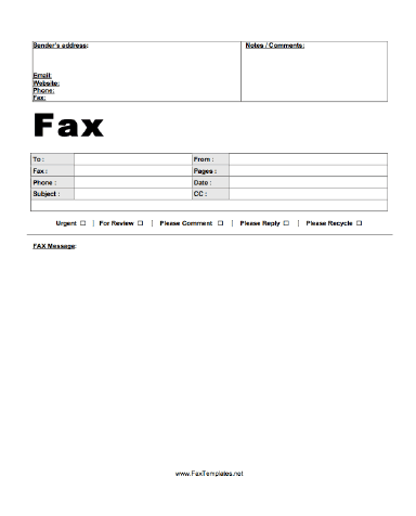 Message Fax Template