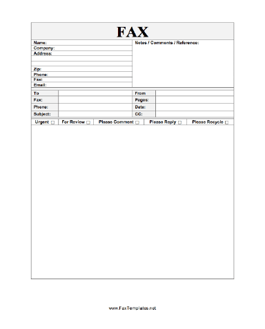 Reference Fax Template