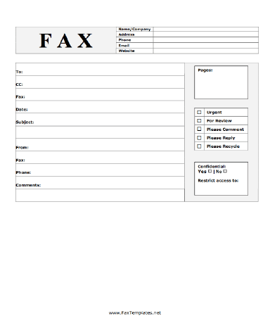 Restricted Fax Template